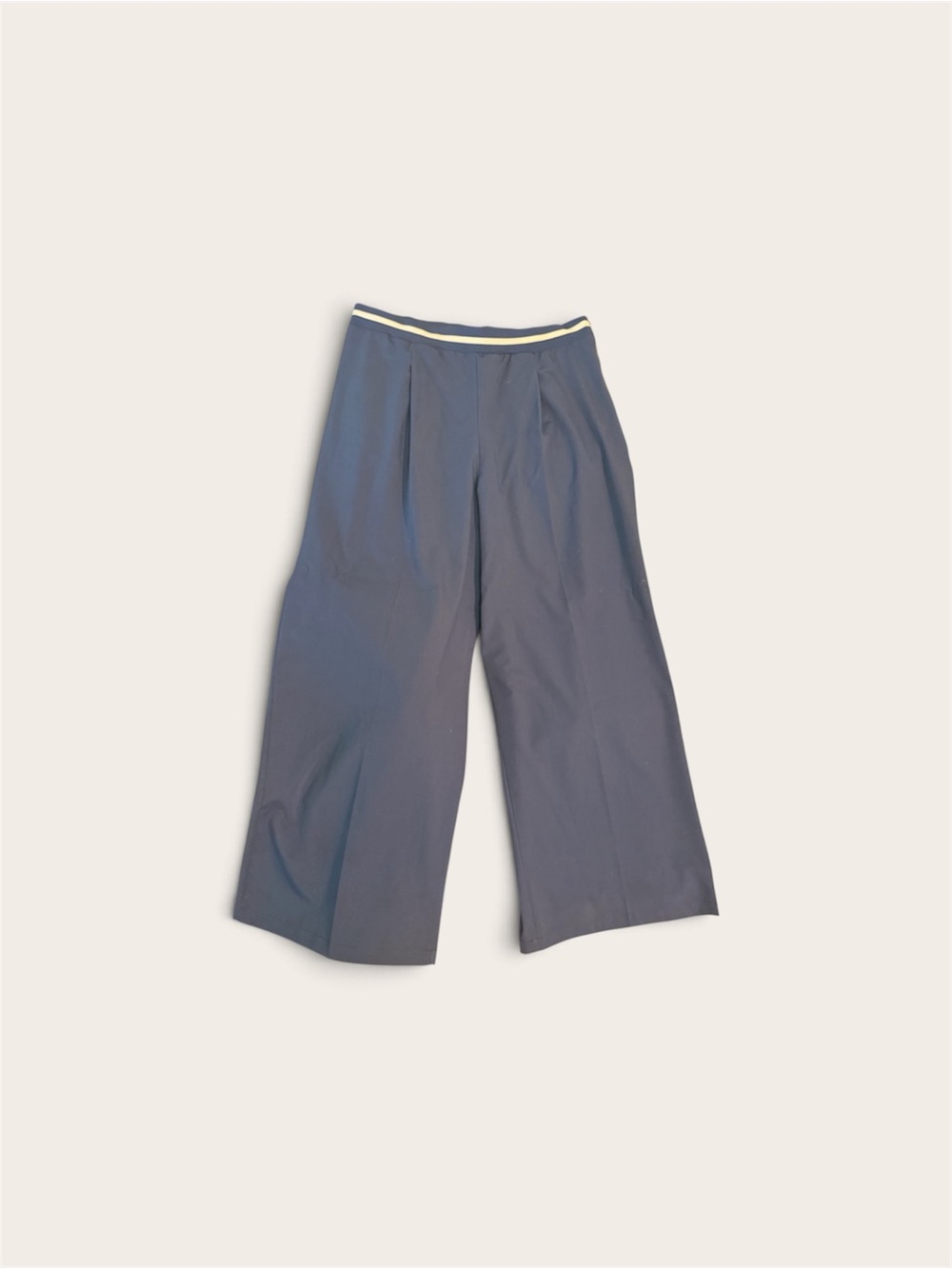 Maeve Navy Wide-Leg Pants with Contrast Waistband